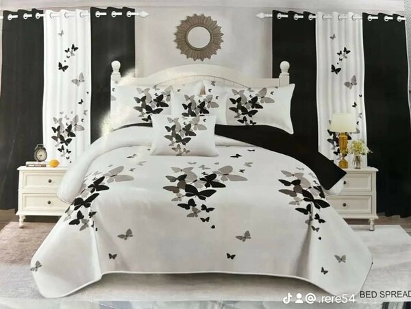 *7PCS BEDSPREADS KING SIZE K650INSIDE 2 CURTAINS,4 PILLOW