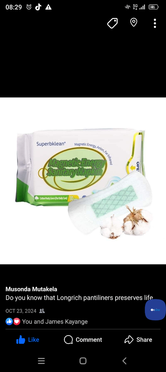 longrich pantiliners it has 100% cotton