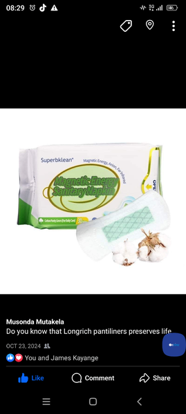 longrich pantiliners it has 100% cotton