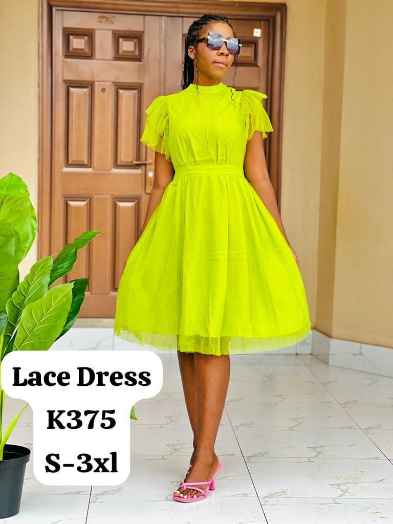 Women's Light Green Knee-length Dress with Short Sleeves S-3xl