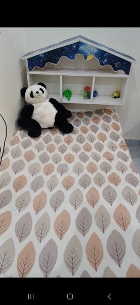Cute Space Theme Kids Bed with Toy Section + Free Side Table