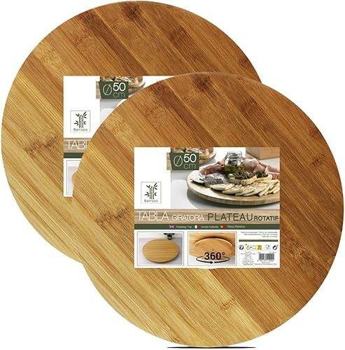 Plateau de Service Rotatif en Bambou