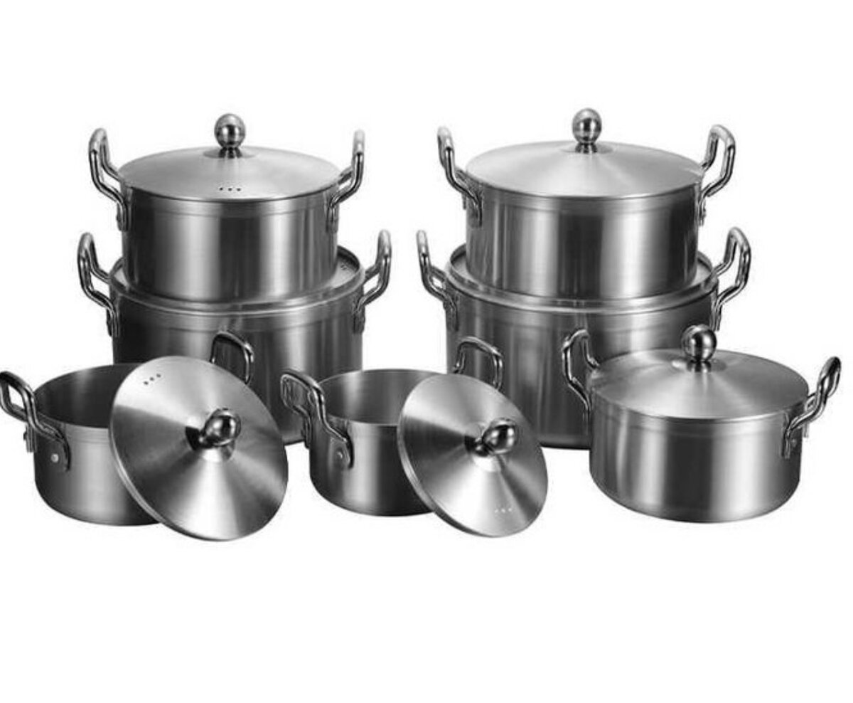 7 Pieces Aluminum Cooking Set- Silver