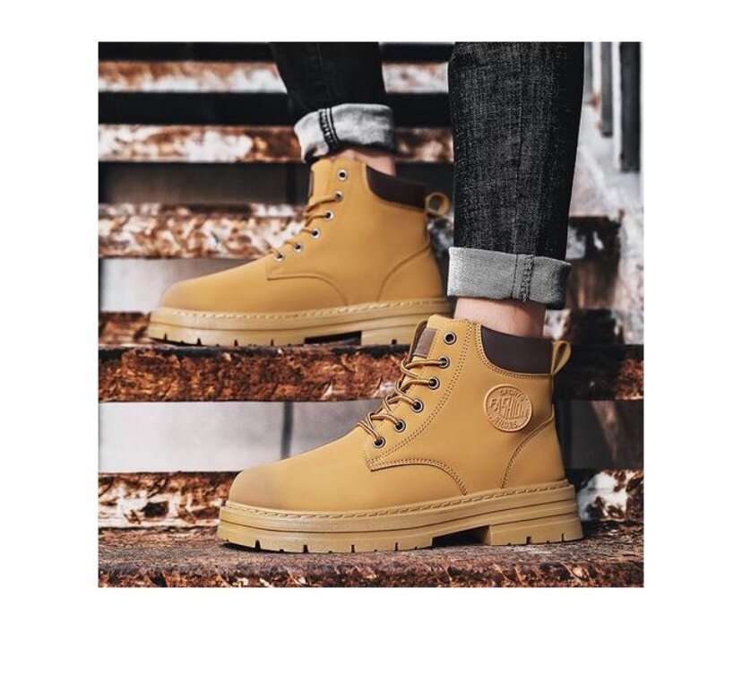 Motorcycle Boots Men High-top Shoes Fashion Trend All-match