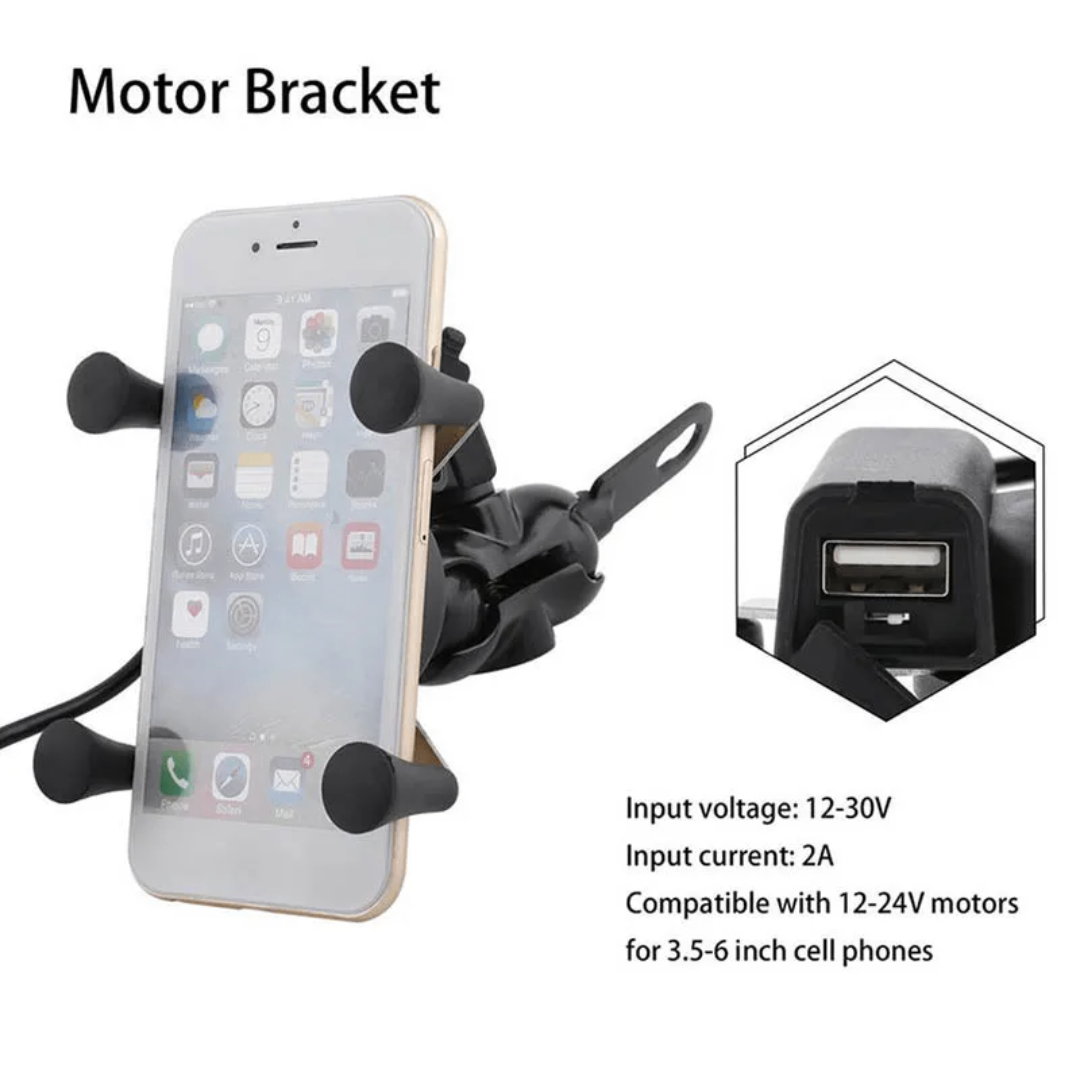 Support Téléphone Moto USB