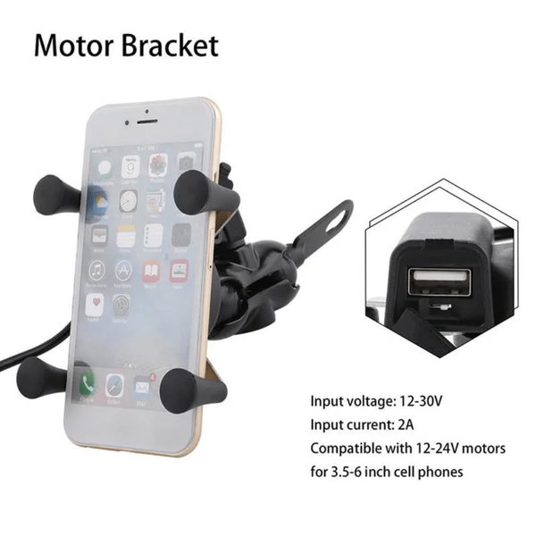 Support Téléphone Moto USB
