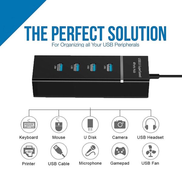 Hub USB 3.0 4-Port Rapide