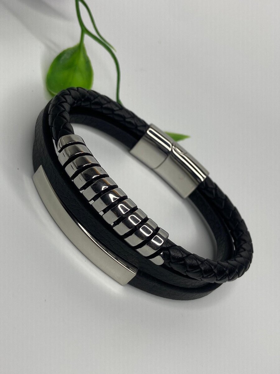 A Leather Steel Bracelets For Him