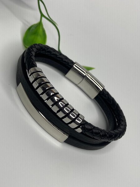 A Leather Steel Bracelets For Him