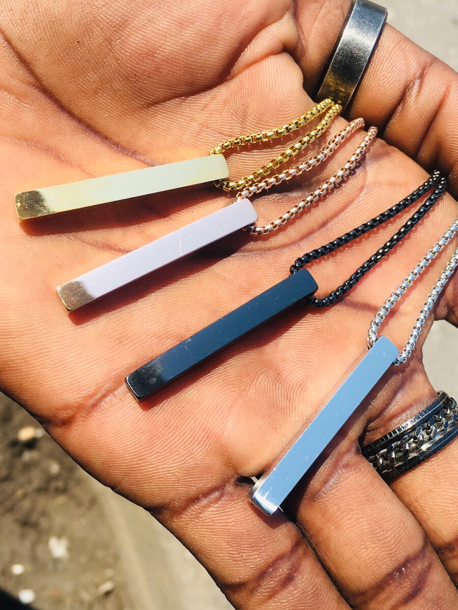 Straight bar necklace stainless steel