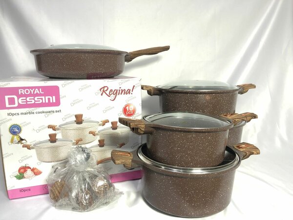 Ensemble de cuisson marbré 10 pièces