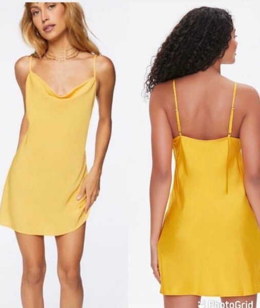 Mustard satin dress