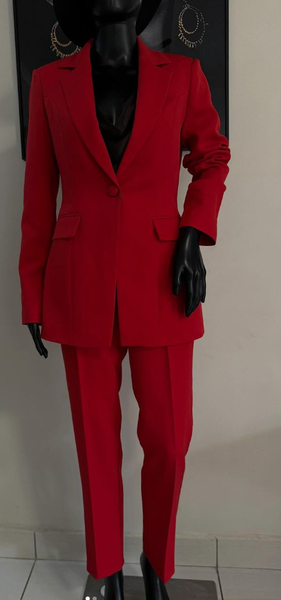 Tailleur pantalon rouge femme