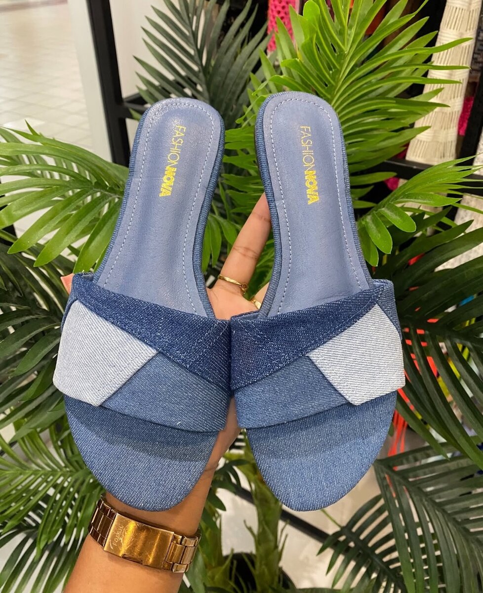 Denim flat sandals