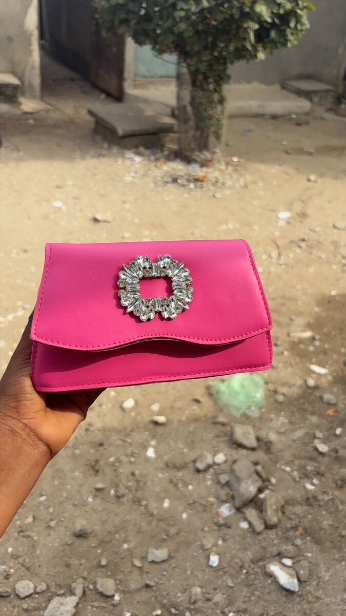 Sac soirée rose strass