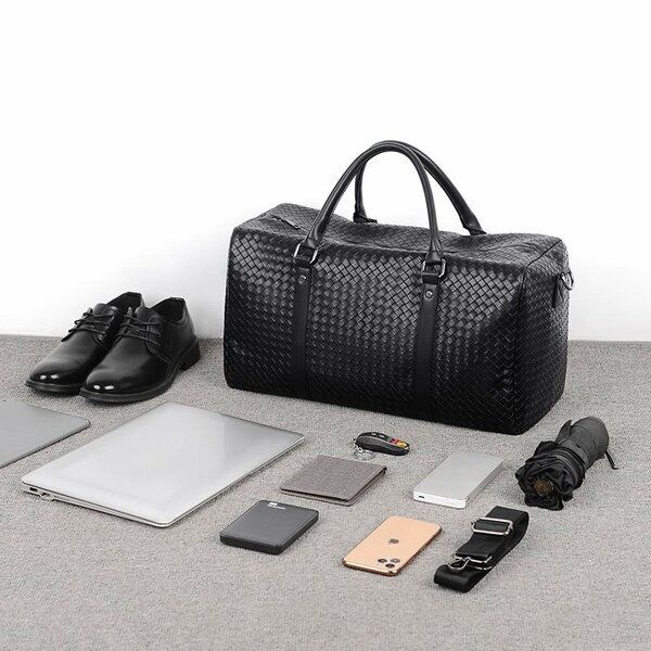 Sac de voyage en cuir tissé
