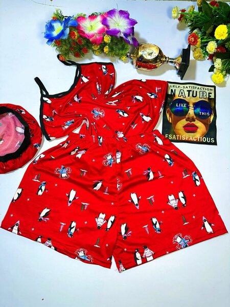 Pyjama set imprimé floral et damier