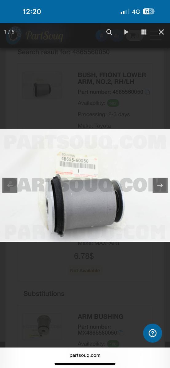 Bague de Bras de Suspension Avant