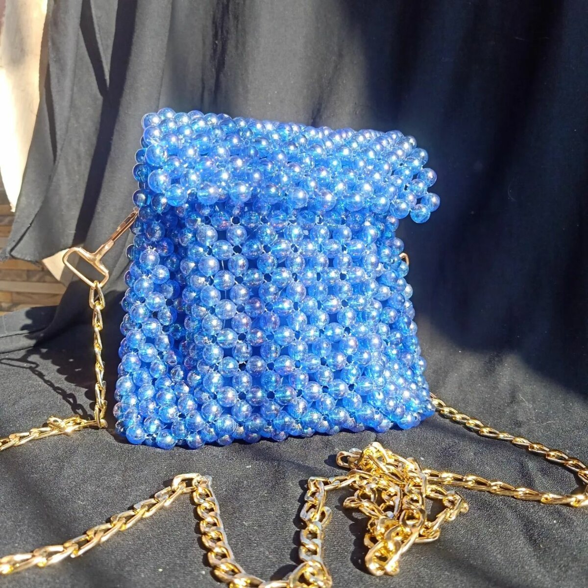 Blue Crystal beaded bag
