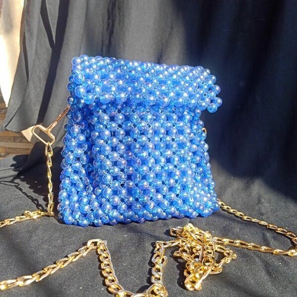 Blue Crystal beaded bag