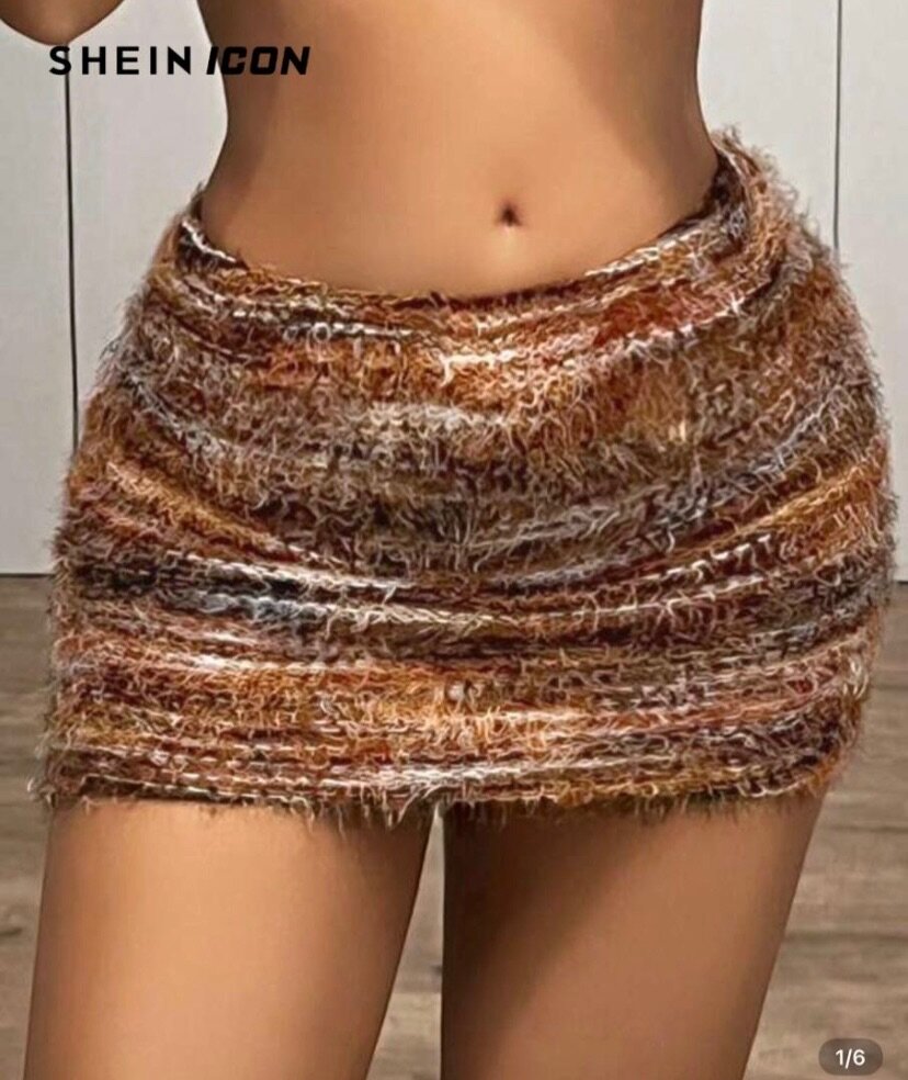 Mini-jupe en laine multicolore