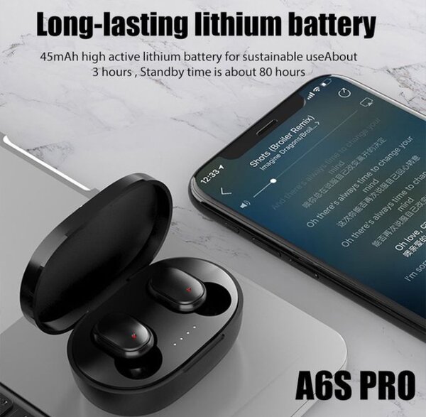 Bluetooth earbuds A6S Pro Black