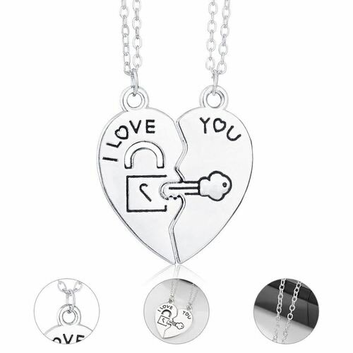 Couple Heart Necklace - Silver
