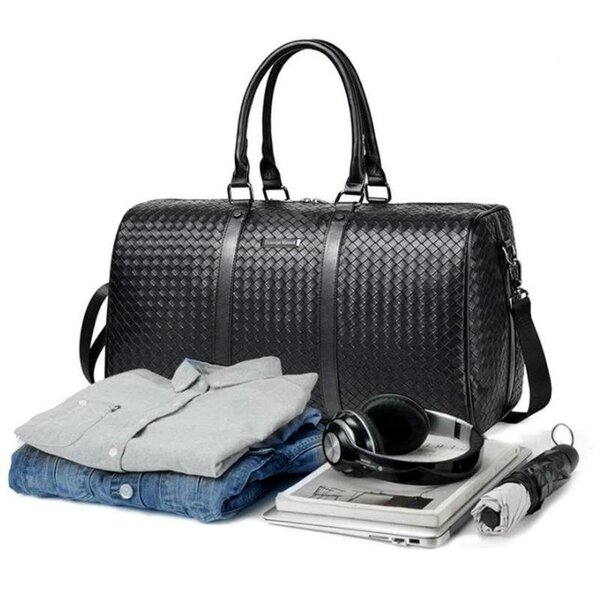 Sac de voyage tressé en cuir