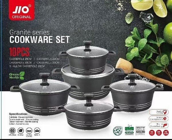 JLO 10pcs Nonstick Cookware Granite