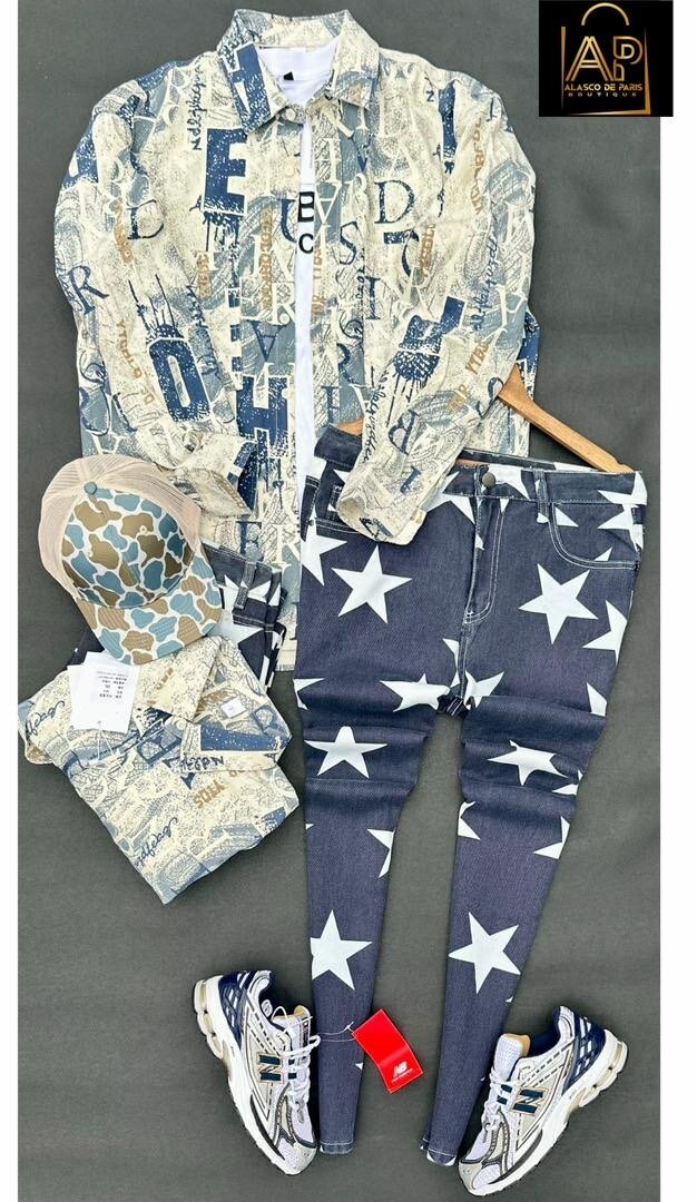 Veste en jean imprimé étoiles