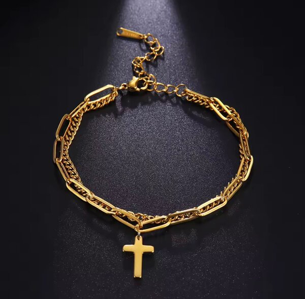 Bracelet croix en acier inoxydable