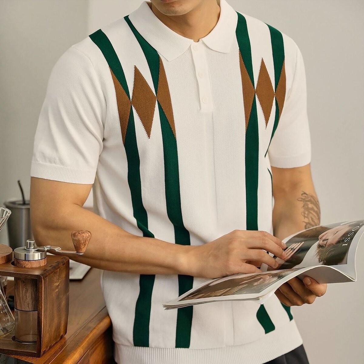 Polo rétro à rayures colorées