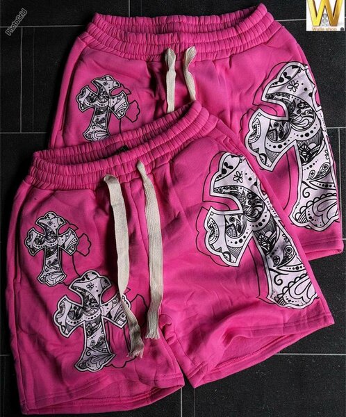 Shorts roses imprimés croix