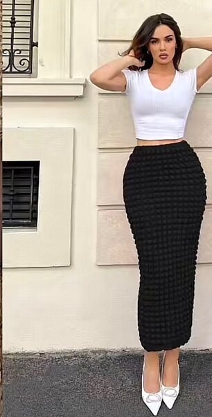 Jupe noire texturée femme