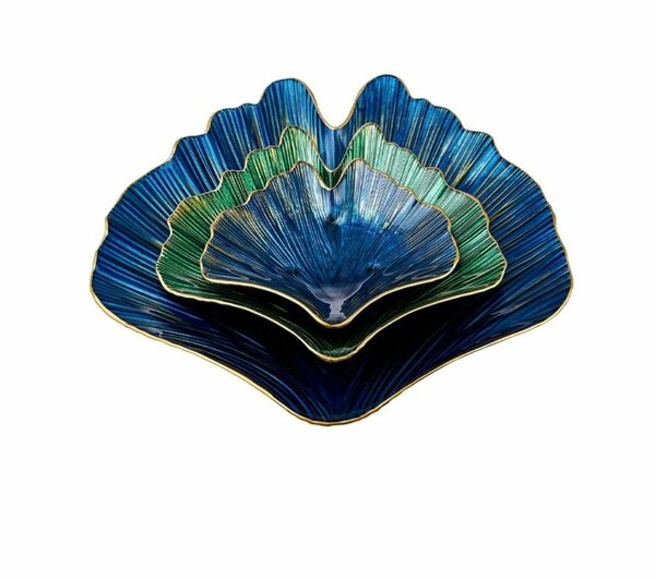3 PIECES GINKO DECORATIVE PLATE SET -