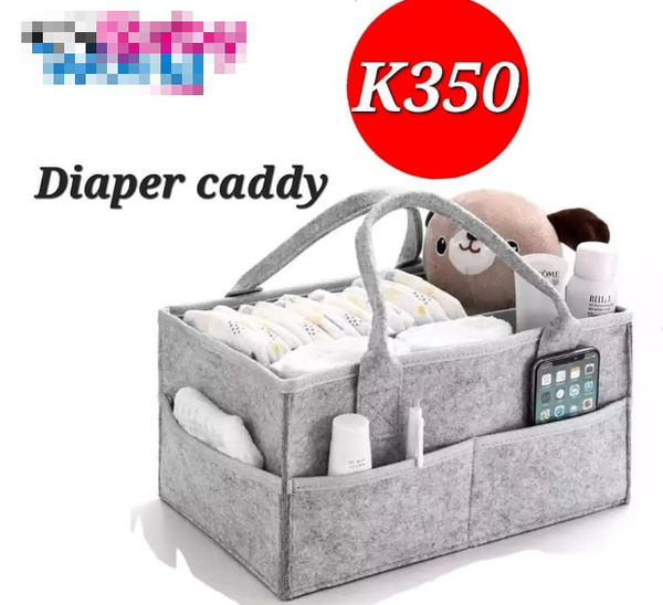 Grey diaper caddy