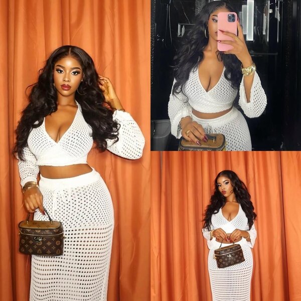 Ensemble élégant blanc crochet