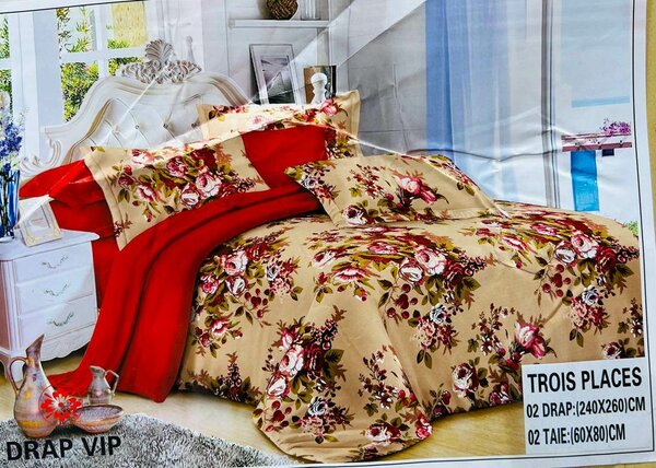 Parure de lit 3 places florale