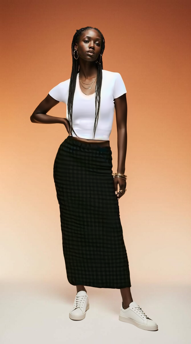 Jupe longue ajustée femme