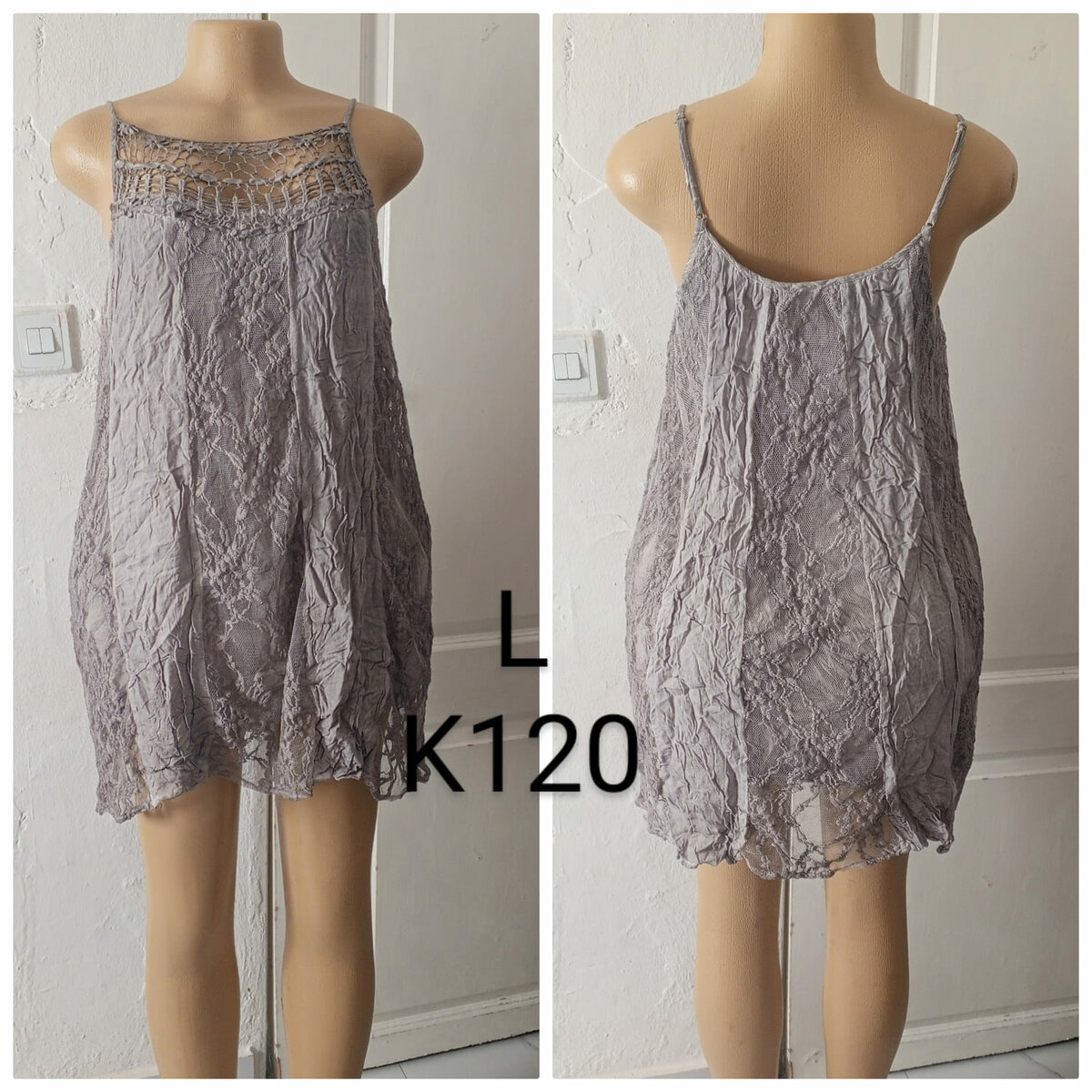 Women's short grey sundress, size L