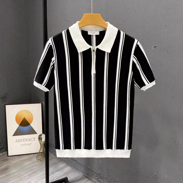 Polo à rayures noir et blanc