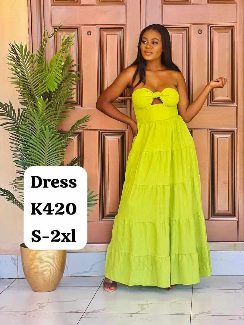 Women's long yellow sundress with open shoulders S-2xl