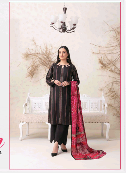 Shahid Tawakkal New Fancy Sitara Leather Peach with Digital Printed Leather Peach Shawl Collection 2024