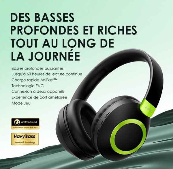 Casque sans fil à autonomie prolongée