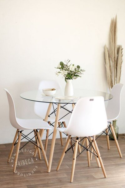 Table ronde en verre moderne