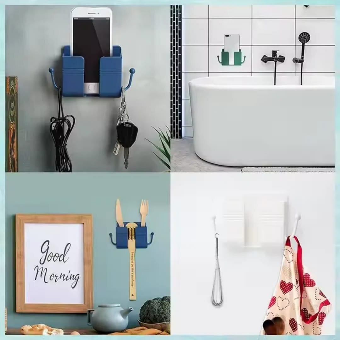Porte-téléphone mural double
