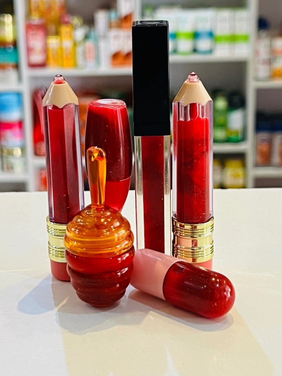 Lady in red lip gloss