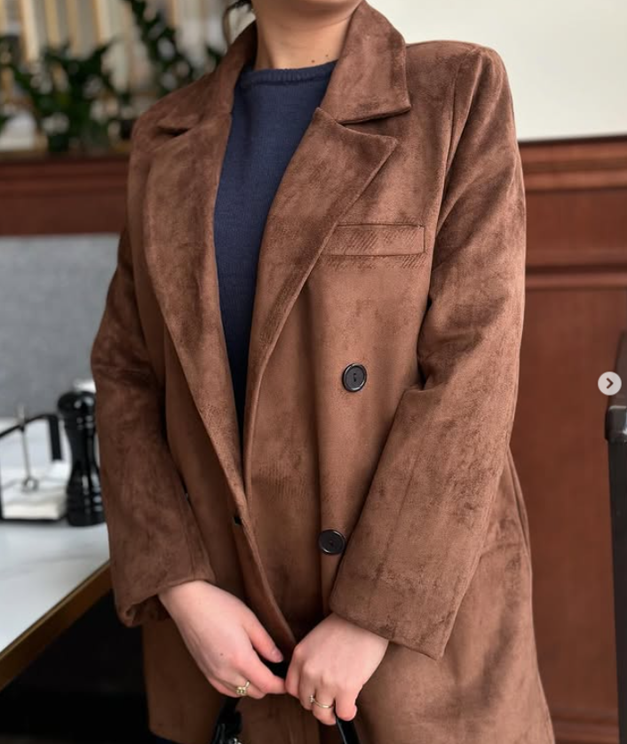 Пиджак-пальто из натуральной замши