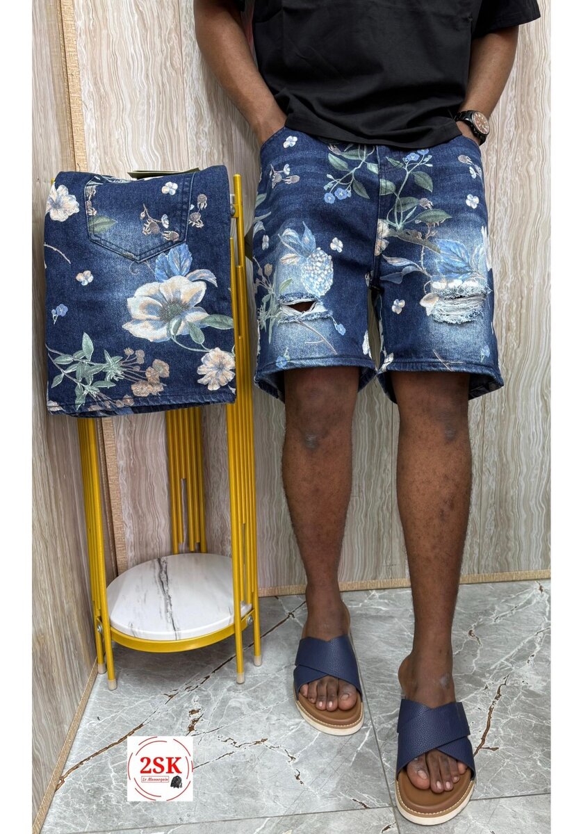 Shorts en jean imprimés homme