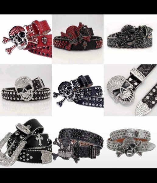 Ceinture Strass Crâne Rock
